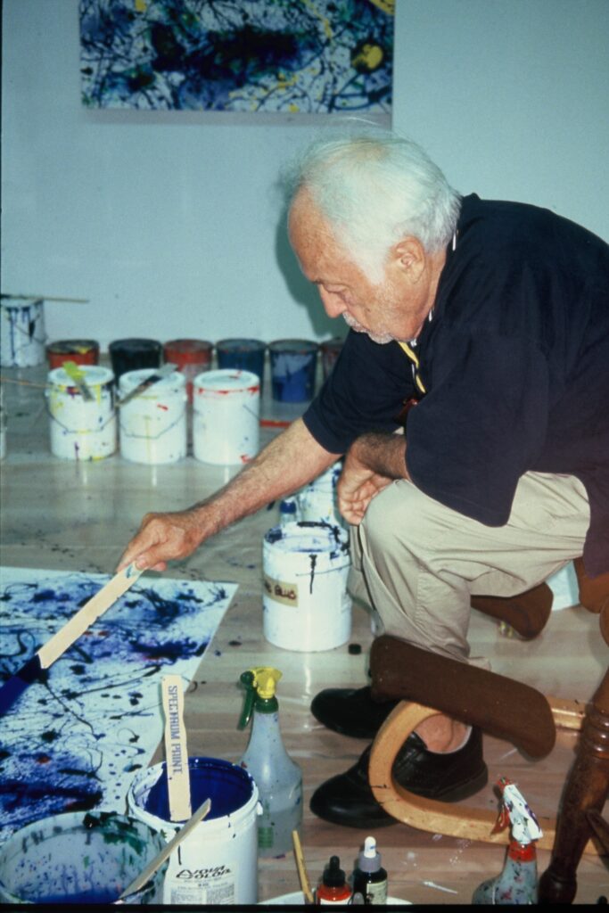 Sam Francis painting live 1992 at his studio in Santa Monica